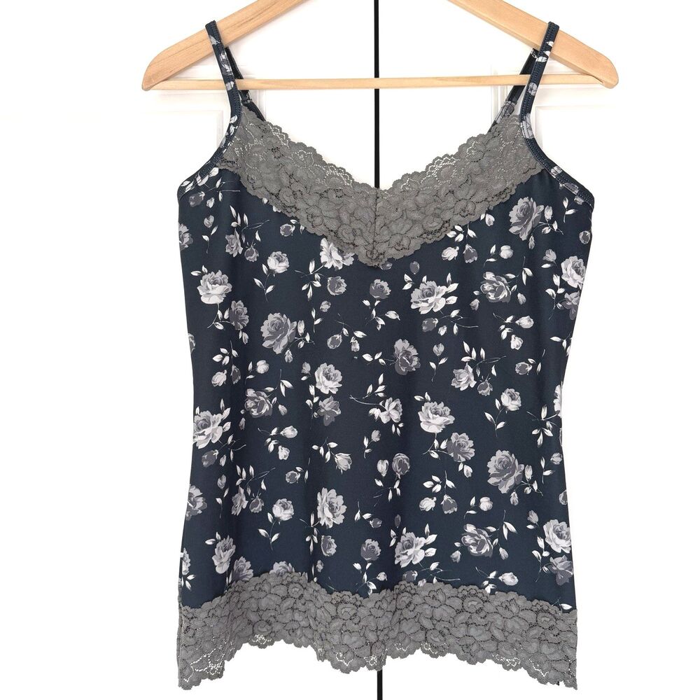 White House Black Market Women's Camisole M Adjustable Straps Lace Floral Y2K